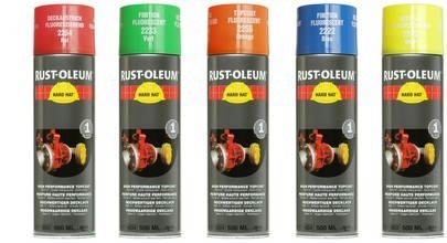 fluorescencyjny spray rust oleum hard hatd 2200 odblaskowy spraye odblaskowe fluorescencyjne farba farby